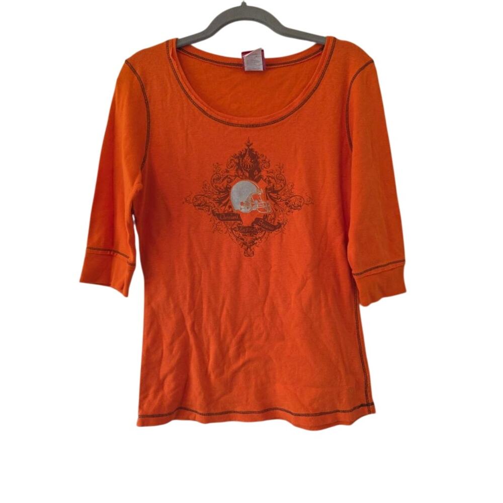 NFL For Her Cleveland Browns Orange 3/4 Sleeve Tee Size L